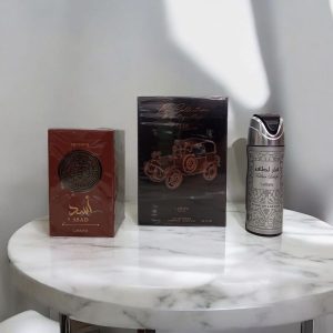 Combo Perfume Pride La Collection D’antiquites 1886, Asad Bourbon y Desodorante Fakhar Lattafa